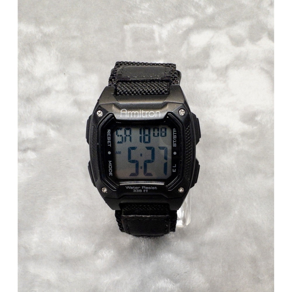 Armitron Mens 40mm Sports Digital Chronograph Watch NATO Strap New Battery